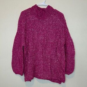 Pilcro Wool Linen Blend Knit Mock Neck Sweater Size M Holiday Cozy Warm